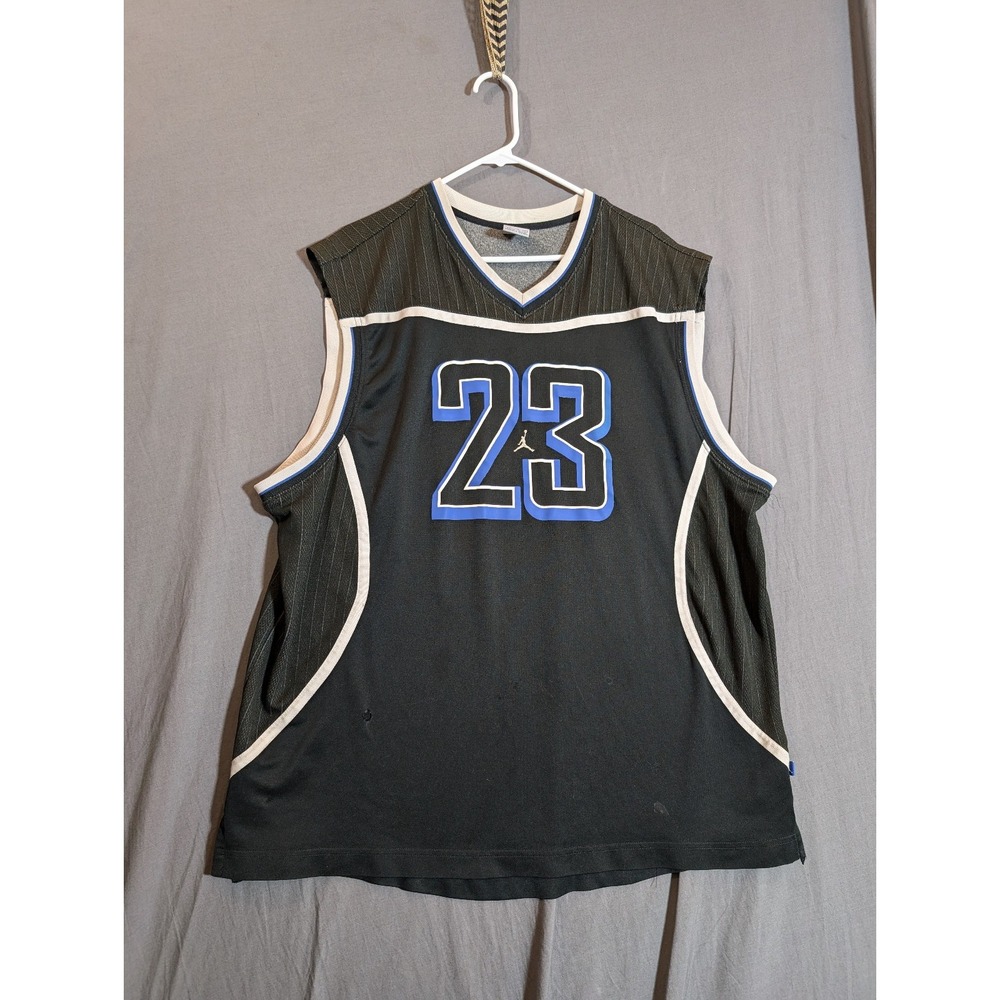Vintage 2004 Air Jordan Black & White Lining 23 Jersey Size XXL - Picture 1 of 13